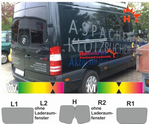 MERCEDES Sprinter II lang Schiebetür R passende Tünungsfolie