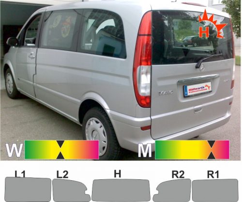 MERCEDES Viano kompakt W639 kurz Schiebetür_R 2003 bis 2014 passende Tönungsfolie