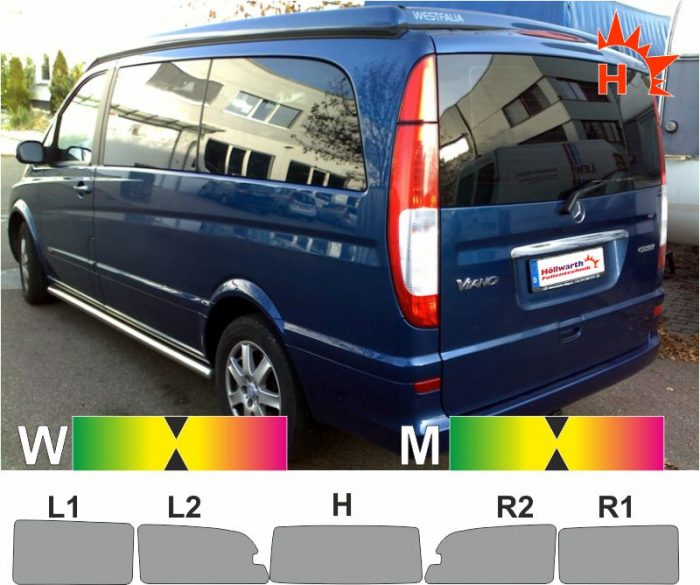 MERCEDES Viano lang 2003 bis 2014 passende Tönungsfolie