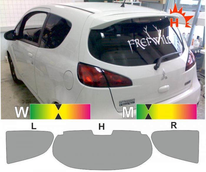 MITSUBISHI Colt CZT 2004 bis 2012 passende Tönungsfolie