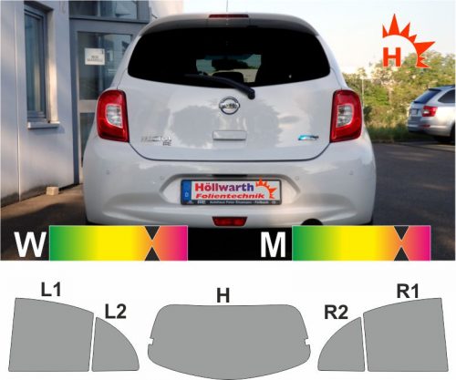 NISSAN Micra K13 ab 2010 passende Tönungsfolie