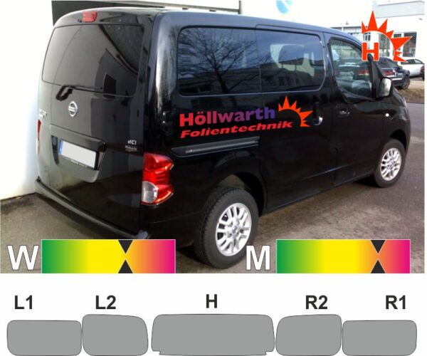 NISSAN NV200 mit Heckklappe 2009 bis 2020 passende Tönungsfolie