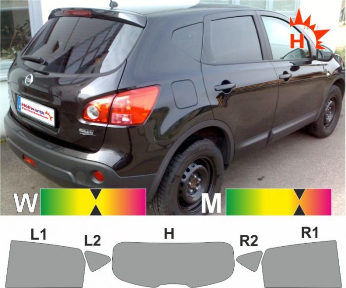 NISSAN Quashquai seit 2007 bis 2013 passende Tönungsfolie