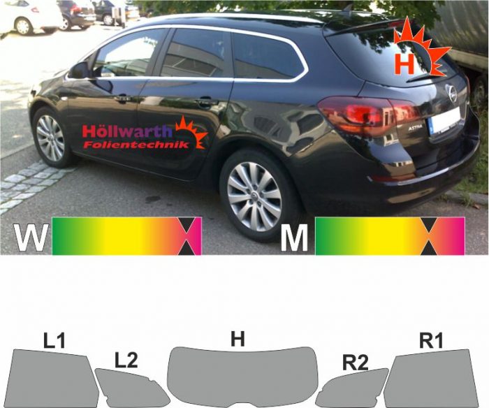 OPEL Astra J SportsTourer 2009 bis 2015 passende Tönungsfolie