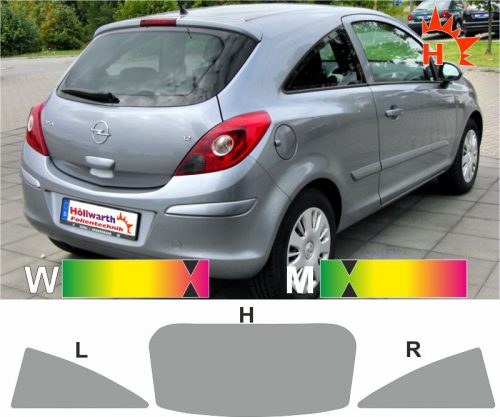 OPEL Corsa D dreitürig 2006 bis 2014 passende Tönungsfolie