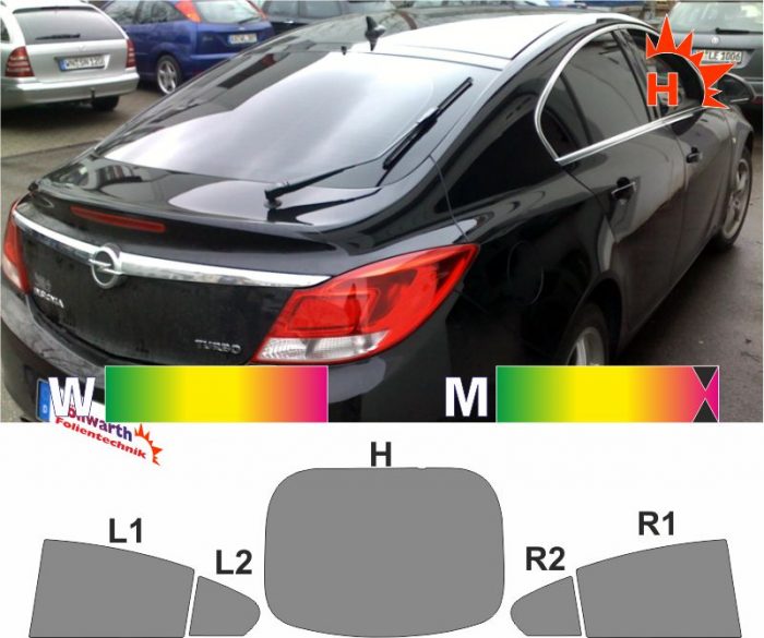 OPEL Insignia A 2008 bis 2017 passgenaue Tönungsfolie