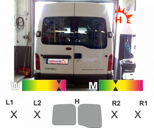OPEL Movano A H2 Heckscheibe passgenaue Tönungsfolie