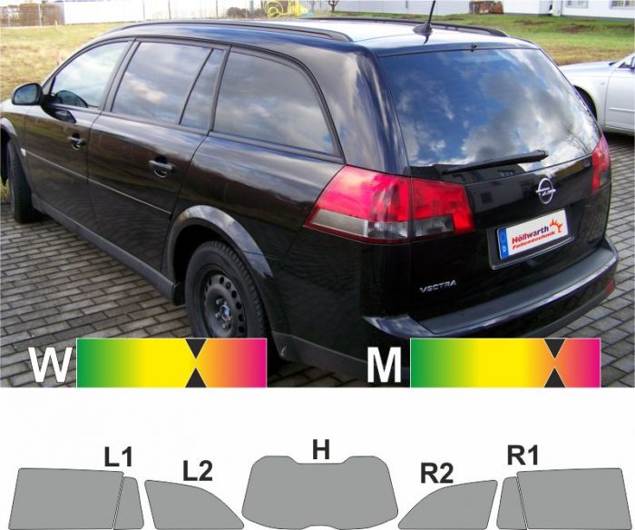 OPEL Vectra C Caravan 2003 bis 2008 passgenaue Tönungsfolie