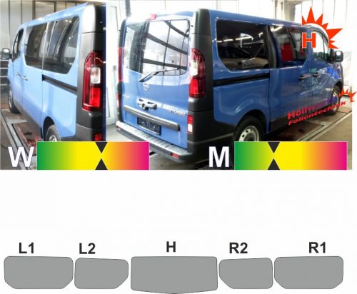 OPEL Vivaro B L1H1 Heckklappe Schiebetür L_R passende Tönungsfolie