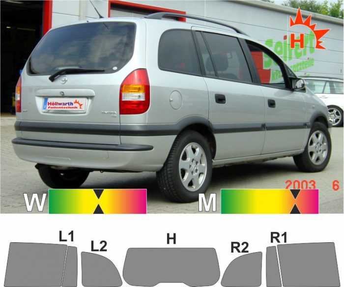 OPEL Zafira A 2003 bis 2005 passende Tönungsfolie