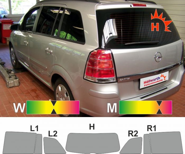 OPEL Zafira B 2005 bis 2012 passende Tönungsfolie