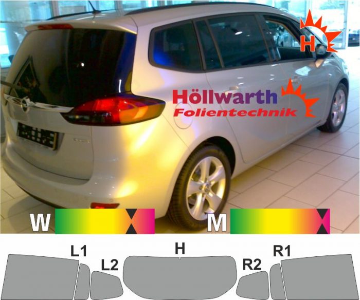 OPEL Zafira C Tourer ohne Glasantennen ab 2012 passende Tönungsfolie