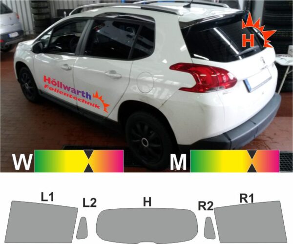 PEUGEOT 2008 2013 bis 2019 passende Tönungsfolie