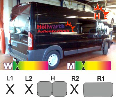 Passgenaue Tönungsfolie CITROEN Jumper II Kasten flüegeltür Schiebetür rechts