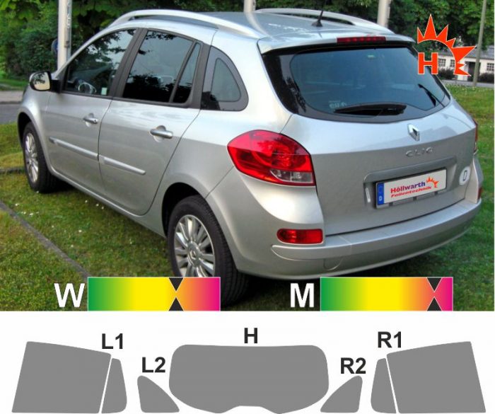 RENAULT Clio III Grandtour seit 2008 passgenaue Tönungsfolie