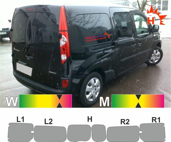 RENAULT Grand Kangoo und Kangoo Maxi bis 2021 mit Seitenscheibenverkleidung  passende Tönungsfolie