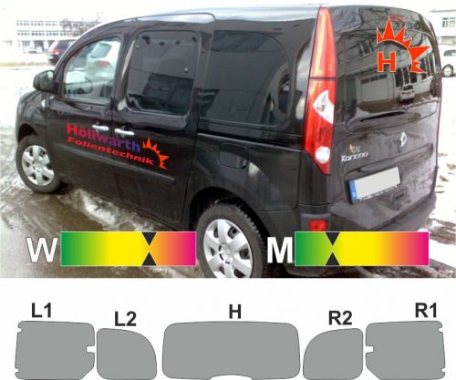 RENAULT Kangoo II Heckklappe Schiebetüren_L_R ASF passende Tönungsfolie