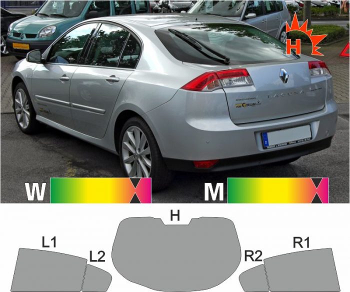 RENAULT Laguna III Limousine 2007 bis 2015 passende Tönungsfolie