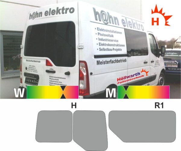 RENAULT Master III L2H2 Heckflügel Schiebetür rechts ab 2010 passende Tönungsfolie