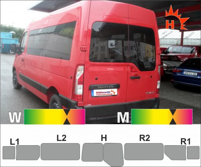 RENAULT Master III L2H2 schiebetür_R schiebefenster passende Tönungsfolie