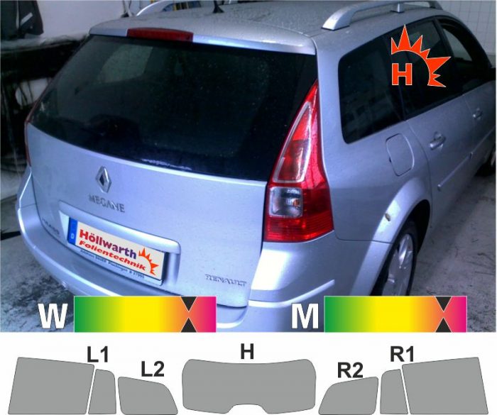 RENAULT Megane II Grandtour 2002 bis 2009 passende Tönungsfolie