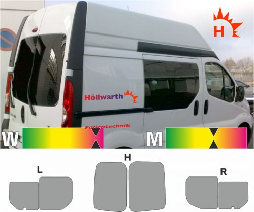 RENAULT TraficII L1H2 Heckflügel Hochdach Schiebetü_R Schiebefenster passende Töungsfolie