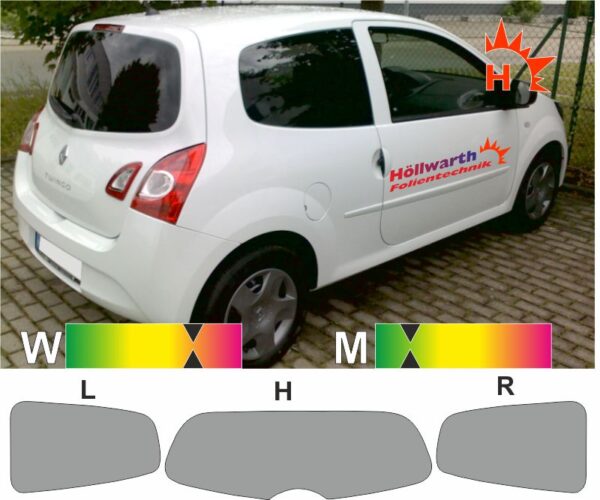 RENAULT Twingo II 2007 bis 2014 passende Tönungsfolie