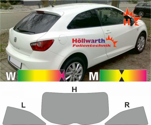 SEAT Ibiza 6J dreitürig 2008 bis 2015 passende Tönungsfolie