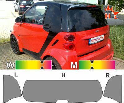 SMART Fortwo 451 2007 bis 2014 passgenaue Tönungsfolie