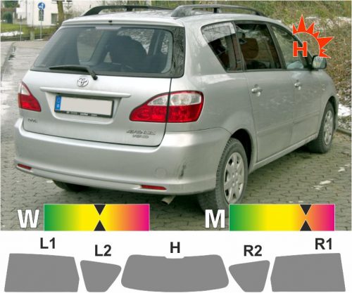 TOYOTA Avensis Verso 2001 bis 2009 passende Tönungsfolie