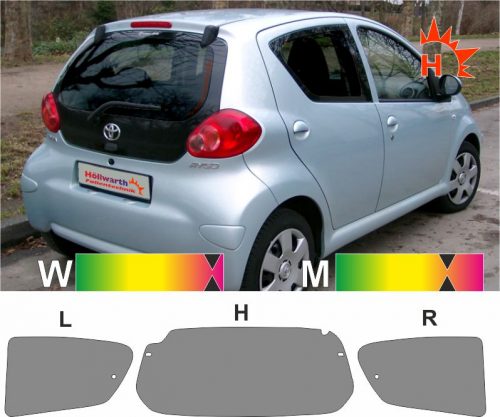 TOYOTA Aygo 2009 bis 2014 Var1 passgenaue Tönungsfolie