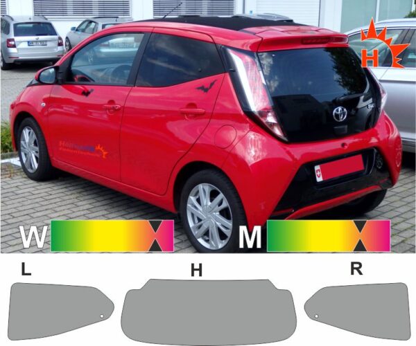 TOYOTA Aygo fünftürig ab 2014 und facelift ab 2018 passende Tönungsfolie