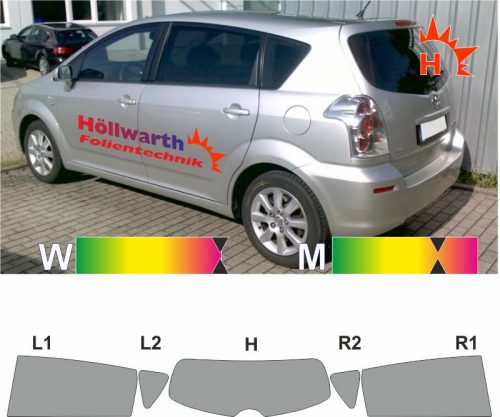 TOYOTA Corolla Verso 2004 bis 2009 passgenaue Tönungsfolie