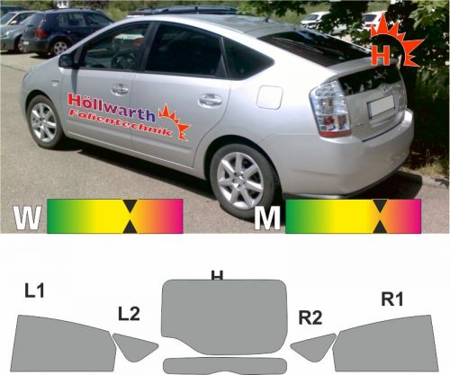 TOYOTA Prius II 2003 bis 2009 passende Tönungsfolie