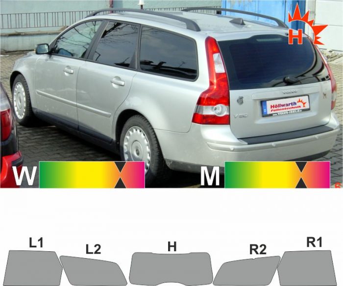 VOLVO V50 Kombi 2004 bis 2012 passende Tönungsfolie