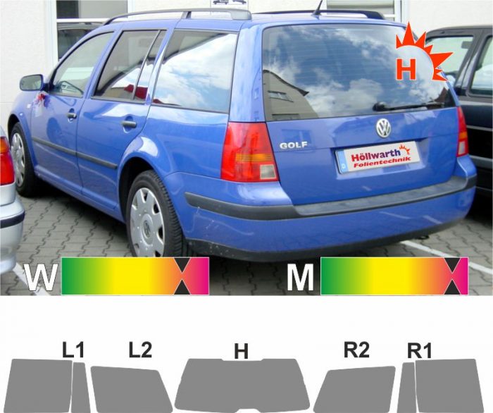 VW Golf IV Variant 1999 bis 2004 passgenaue Tönungsfolie