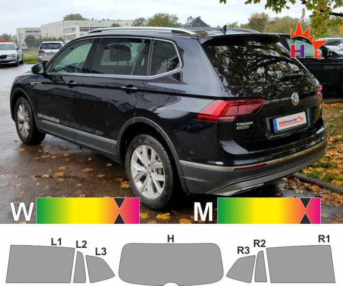 VW Tiguan Allspace ab 2017 passgenaue Tönungsfolie