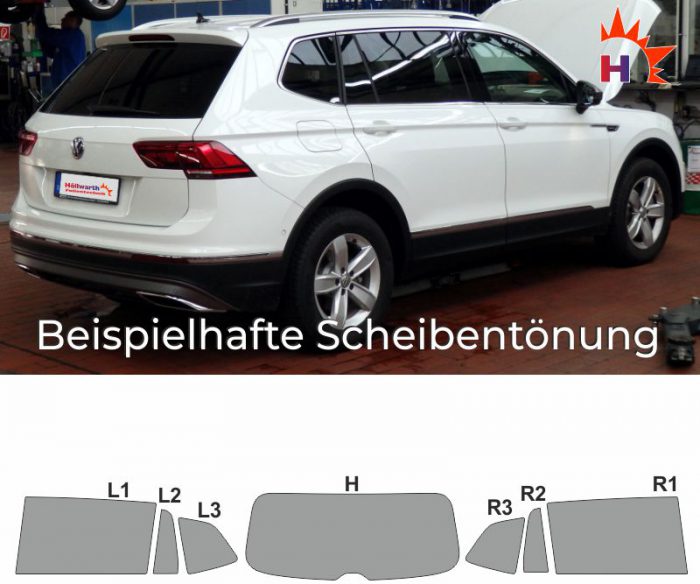 VW Tiguan Allspace ab 2017 passgenaue Tönungsfolie