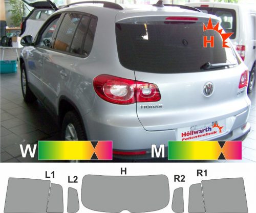 VW Tiguan I 2007 bis 2016 passende Tönungsfolie