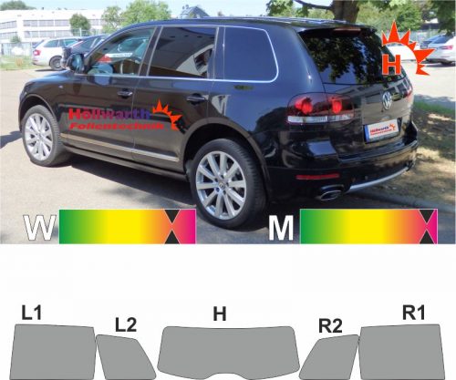 VW Touareg I 2002 bis 2010 passgenaue Tönungsfolie