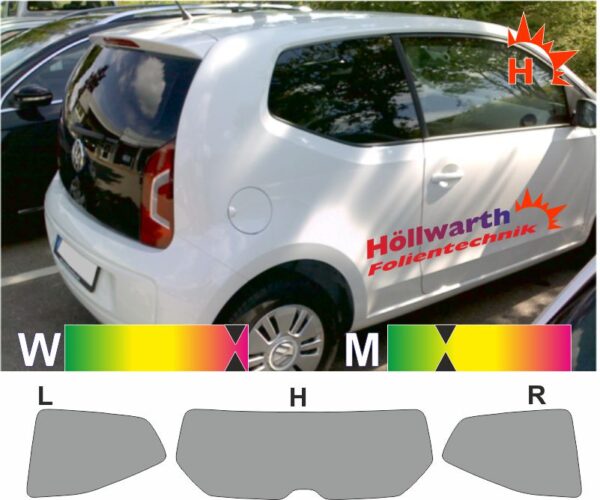 VW Up! dreitürig ab 2011 und Facelift ab 2016 passende Tönungsfolie
