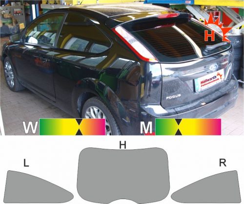 FORD Focus 04 dreitürig 2004 bis 2010 Passgenaue Tönungsfolie