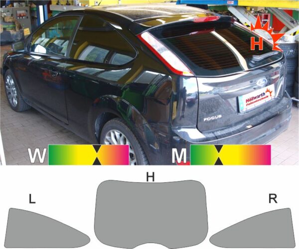 FORD Focus 04 dreitürig Fließheck 2004 bis 2010 passende Tönungsfolie