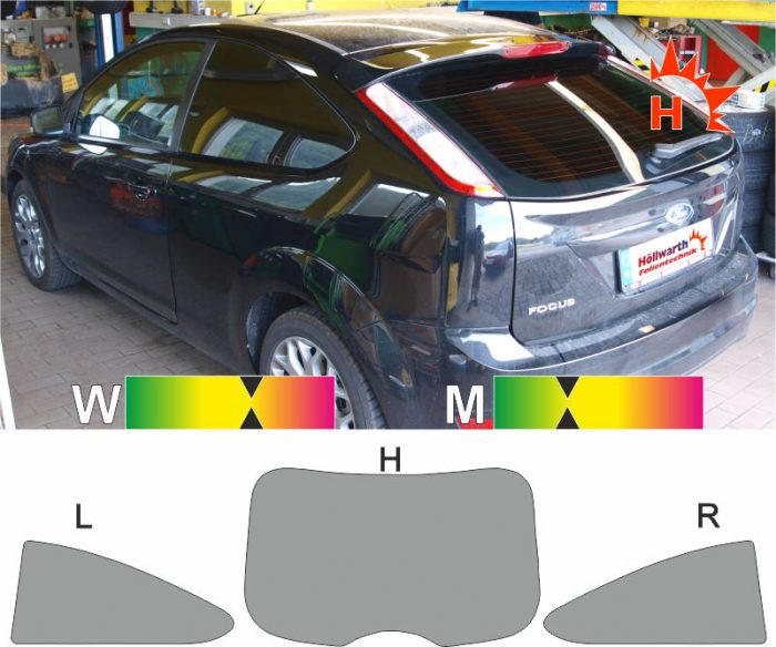 FORD Focus 04 dreitürig 2004 bis 2010 Passgenaue Tönungsfolie
