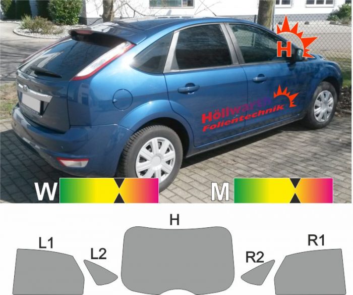 FORD Focus 04 fünftürig 2004 bis 2010 passgenaue Tönungsfolie