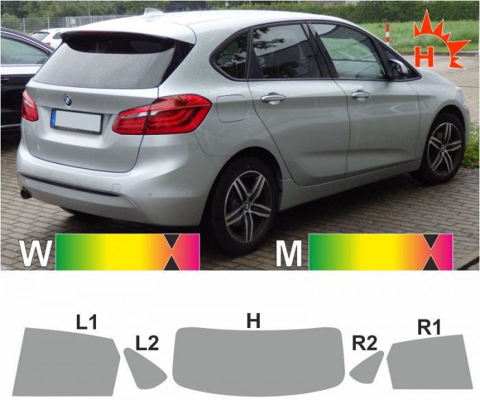 BMW 2er F45 Active Tourer ab 2014 passgenaue Tönungsfolie