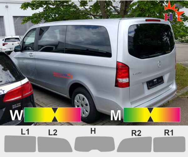 MERCEDES V-Klasse Kompakt ab 2014  Baureihe 447, 5140 mm, Schiebetür nur rechts, passgenaue Tönungsfolie
