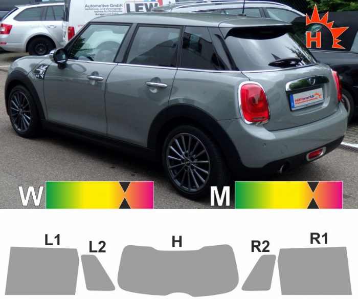 MINI F55 fünftürig ab 2014 passende Tönungsfolie