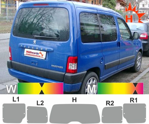 PEUGEOT Partner Origin Heckklappe Ausstellfenster 2002-2008 passende Tönungsfolie