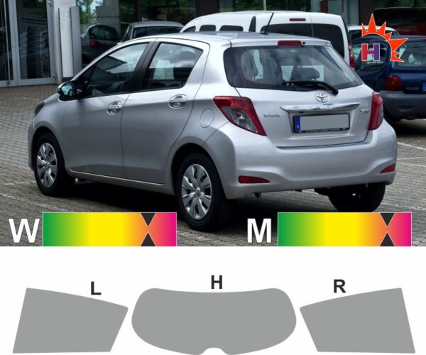 TOYOTA Yaris XP13 fünftürig 2010 bis 2017 passende Tönungsfolie